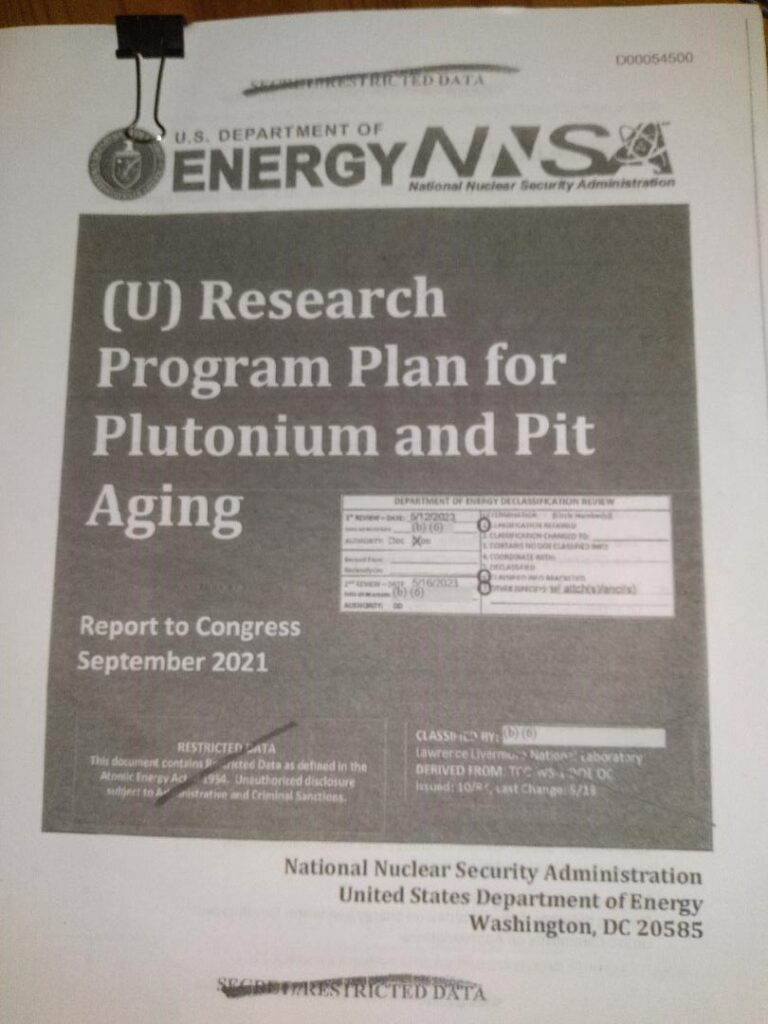 research program plan for plutonium and pit aging